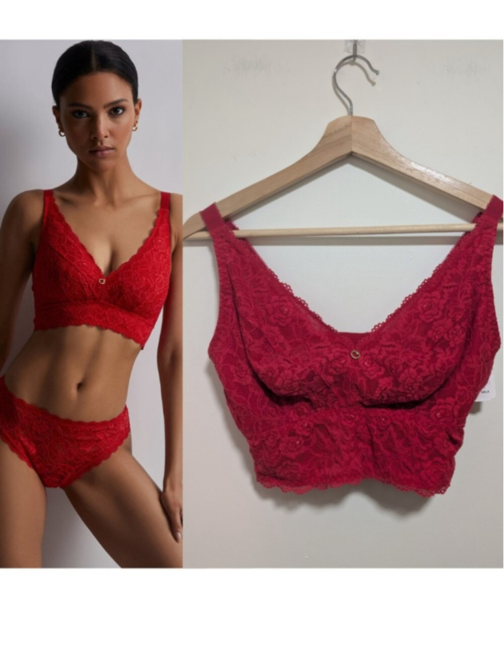 Aubade | Rosessence Lace Comfort Bralette In Gala Red
